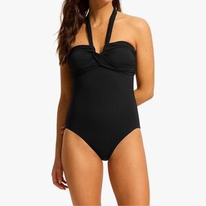 Seafolly Women's Halter Plunge One Piece Swimsuit Size US 6